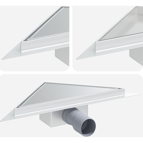 Drain de douche triangle 2 en 1 Argenté 32 x 32 x 7,5 cm