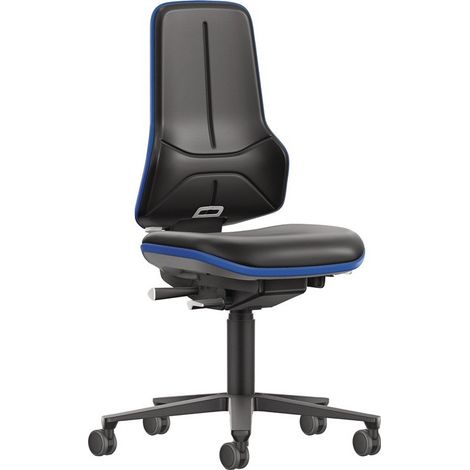 Silla giratoria de trabajo Rl. Acolchado de polipiel negro azul 470-640mm BIMOS