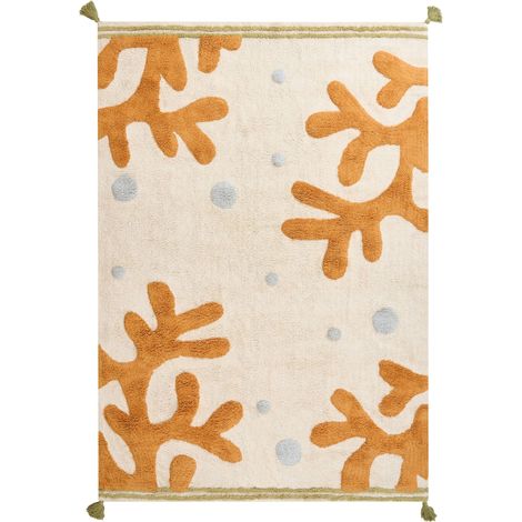 Kids Rug Light Beige Cotton 140 x 200 cm Machine-Washable with Pattern and Tassels Kids Room JAJPUR (1/5)