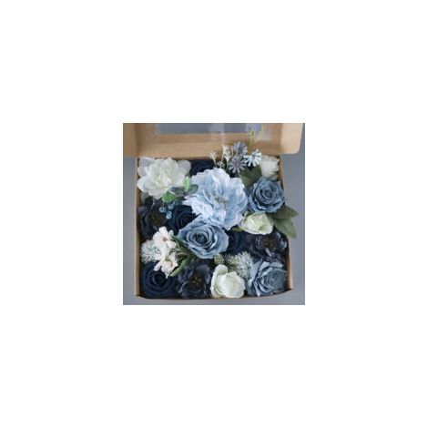 Pièce (Bleue) Fleurs artificielles en soie pour mariages, fleurs artificielles-Crezuo