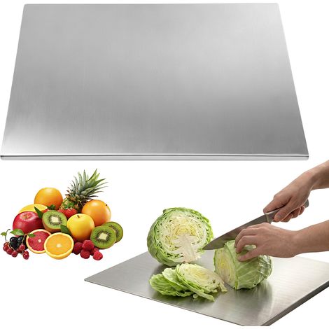 Planche à découper en acier inoxydable - 500 x 400 cm – Épaisseur 2 mm - Double usage pour légumes et viandes (1/5)