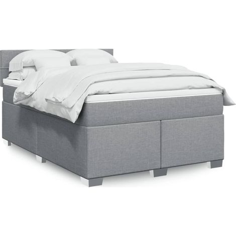 Boxspringbett mit Matratze Hellgrau 140x200 cm Stoff
