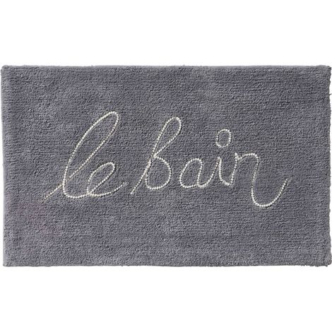Tapis de bain en coton fantaisie gris 50x80cm