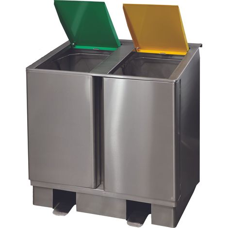 POUBELLE DE TRI SELECTIF INOX 304 A OUVERTURE FRONTALE - L2G