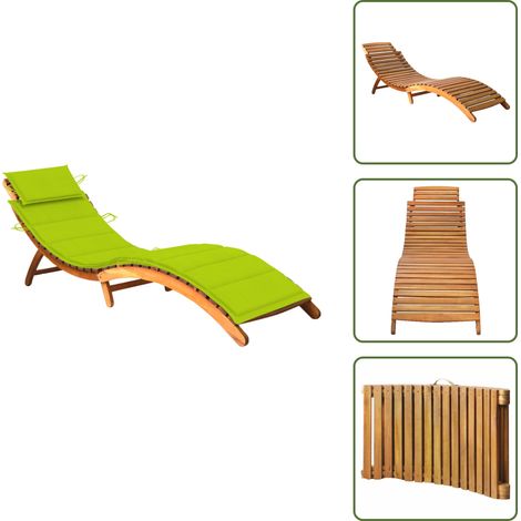 Chaise longue de jardin avec coussin Bois d'acacia solide - Chaises Longues - Chaises Longues En Bois - Mobilier De Jardin - Bain De Soleil - Relaxer Au Jardin