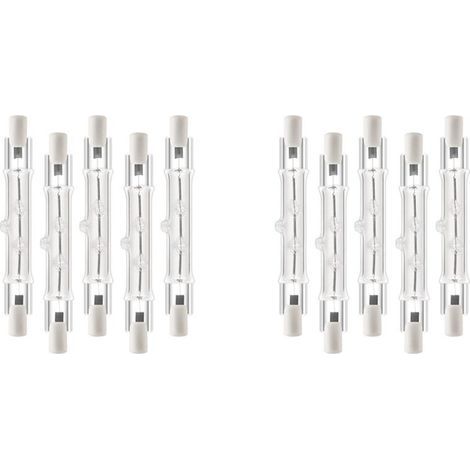 Lot de 10 R7S 118 mm 300 W 230 V, Ampoule Linéaire Halogène R7S, Lampe Halogène à Intensité Variable pour L'éclairage de Paysage de Travaux de (1/4)