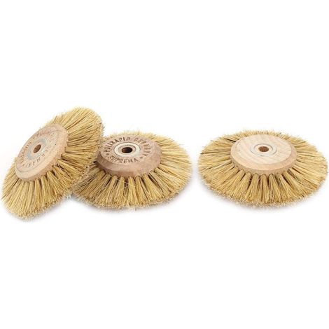 75mm Durchmesser 2 Reihen Borstenrad Bürstenschleifen Polieren Werkzeug Beige 3st (1/2)