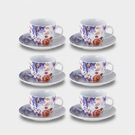 Set di 6 tazze da caffè in porcellana decorazione floreale Peonia (1/3)
