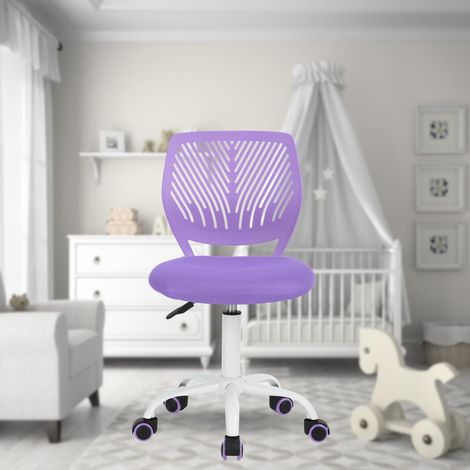 Chaise de Bureau Polyvalente pour Enfants, Chaise de Travail sans Accoudoirs à Hauteur Réglable, Chaise d'Étude Pivotante Colorée pour L'école et Le Bureau à Domicile, Violet Candy