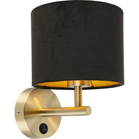 Classic Wall Light Gold with Black Velvet Shade - Combi