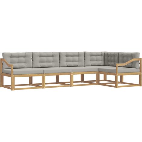 Outdoor Sofa Set 4 pcs White and Light Grey Polyester vidaXL (1/5)