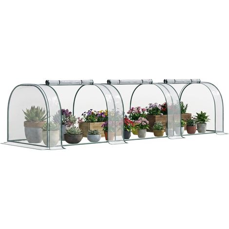 Mini Serre Tunnel à Tomates 3,5x1x0,8 m PVC Anti-UV 3 Fenêtres Vert (1/5)