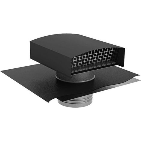 Atlantic – Chapeau de toiture CT – Ø 160 mm – Couleur gris – Chapeau pare-pluie en alu – Fourreau en acier galva – Grillage anti-volatiles