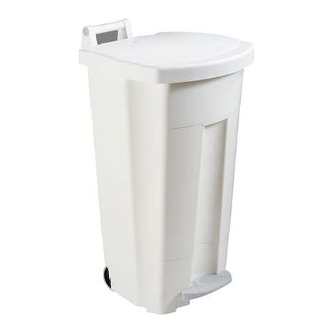 Poubelle Mobile à Pédale Plastique 90L Blanc - Rossignol Professonnel (1/3)