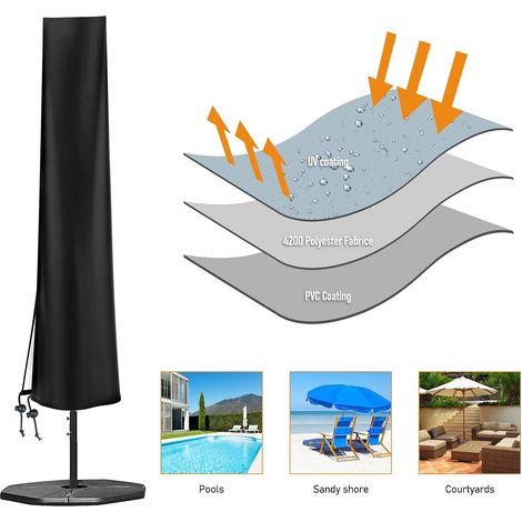 Housse Parasol Jardin 2-4m – Oxford 420D Imperméable, H190 x 30/50cm (1/5)
