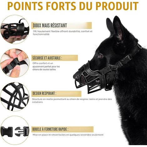 Muselière souple pour chien, caoutchouc, sangle réglable, muselières des chiens, taille moyenne, grande (1/4)