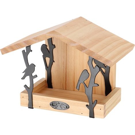 Esschert Design Wandvogelfutterhaus Natur & Schwarz - 100 % FSC® Kiefernholz (1/4)
