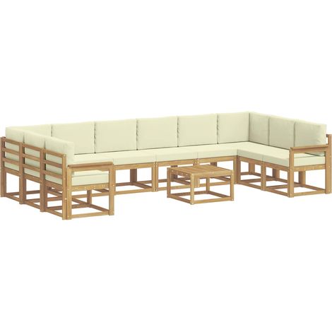 Outdoor Sofa Set with Cushion 11 pcs White and Cream vidaXL (1/5)
