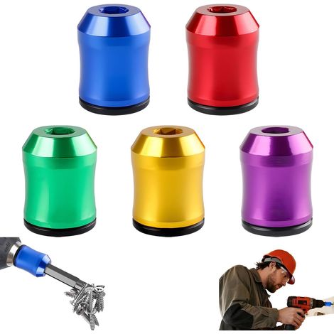 Ensemble de 5 pièces comprenant un porte-embout magnétique, un positionneur magnétique pour embout de tournevis électrique, un anneau magnétique pour embout métallique et un connecteur à tige hexagona (1/5)