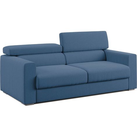 Dylan Sofa mit Bettkastenauszug aus wasserfestem, Baumwollartigem Stoff T13 158 cm blau