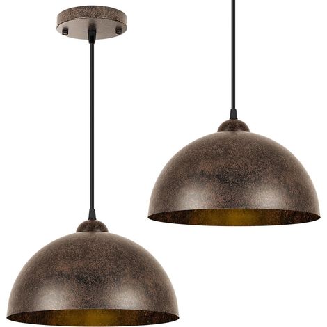 Suspension Luminaire Moderne,Abat-jour Métal Vintage Luminaires Intérieur Suspension Douille E27 Lustre Cuisine Salon Chambre Restaurant Bar,Ø30cm Rouille (1/5)