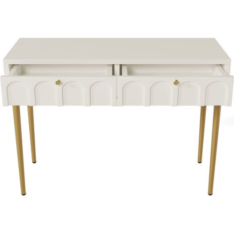 Commode crème-blanche avec 2 tiroirs, hauteur 76,5 cm, pour chambre (1/5)