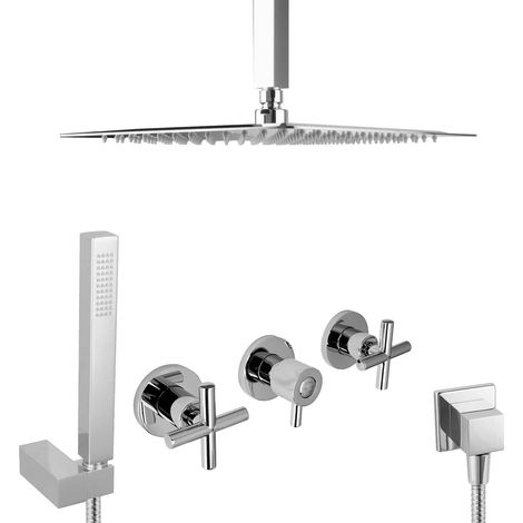 Douche à effet pluie encastrée PaulGurkes avec ensemble de douche de plafond 30 cm
