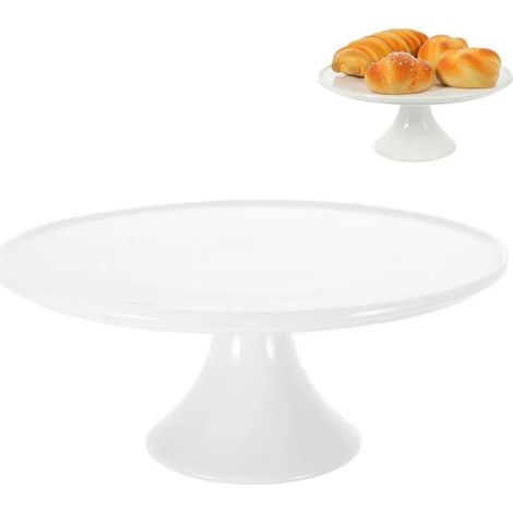 Présentoir à gâteau blanc, présentoir à gâteau en porcelaine de 8,84 pouces, plateau de service pour pâtisseries de desserts (1/5)