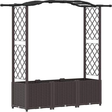 Parterre de fleurs avec pergola et toit marron, 164 x 40 x 142 cm (PP) (1/5)