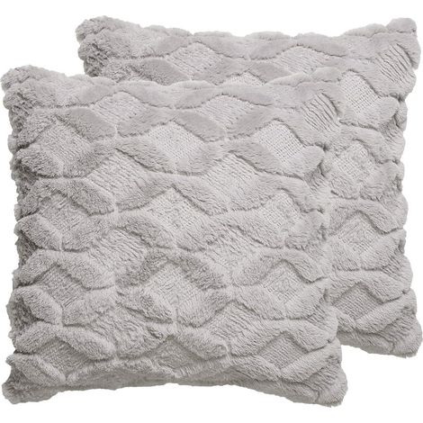 Ensemble de 2 housses de coussin décoratives en velours imitation laine ultra douce, style luxueux, pour canapé, lit ou salon, carrées, 45 x 45 cm. (1/5)