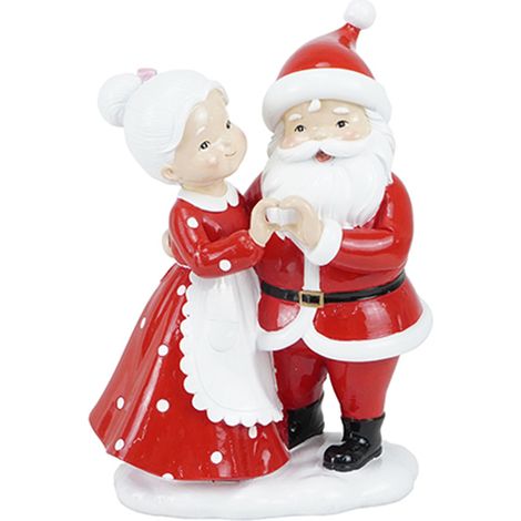 Statuina Babbo e Mamma Natale Decorazione Natalizia da Tavolo in Poliresina addobbo di natale 16x10x23cm Rosso e Bianco Soprammobile Idea Regalo Casa Negozio (1/5)
