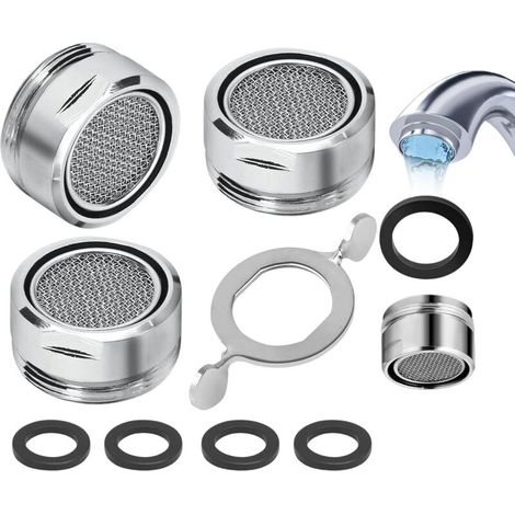Aérateur de robinet M24, aérateur de robinet économiseur d'eau 3 pièces avec filtre en acier inoxydable et ABS, avec 3 joints, aérateur économiseur d'eau pour salle de bain et cuisine