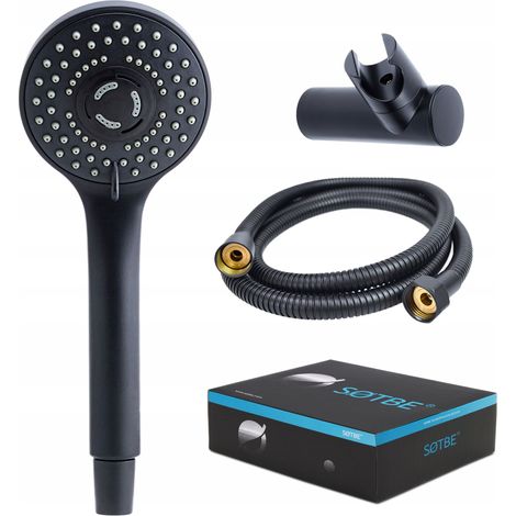 Supporto per soffione doccia, mobile, nero, per tubo flessibile doccia (1/5)