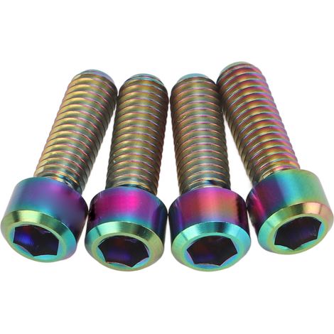 RISK Lot de 4 vis de fixation M6x18mm pour étrier de frein à disque de VTT, en alliage de titane antirouille. (1/5)