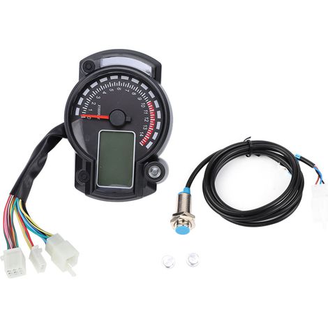 Akozon Universal Digitaler Motorrad-Tachometer und Drehzahlmesser mit Farb-LCD-Bildschirm und Geschwindigkeitssensor – 7-farbige, einstellbare Hintergrundbeleuchtung