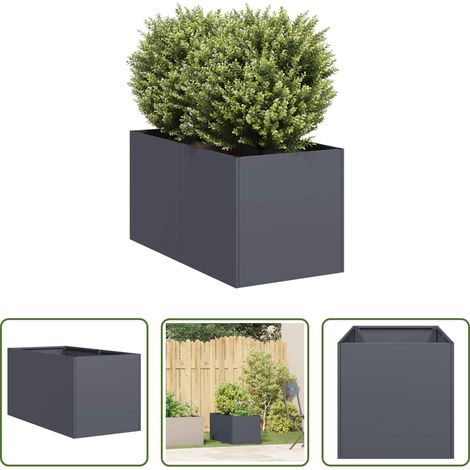 Bac à fleurs -  Jardinière anthracite 40x80x40 cm acier laminé à froid (1/5)