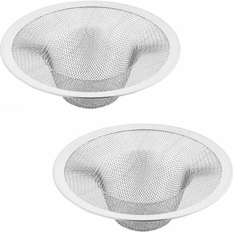 Lot de 2 filtres d'évier de cuisine, 9 cm, en acier inoxydable, filtre attrape-cheveux, filtre de salle de bain en maille pour bonde de baignoire, douche (grande taille) (1/5)