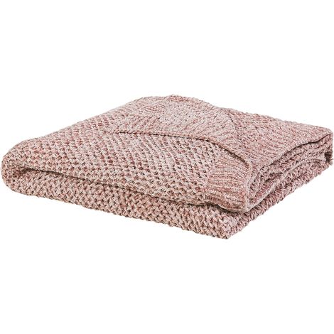 Morbida Coperta Plaid Ciniglia Rosa Lavorata a Maglia 150 x 200 cm Haifa