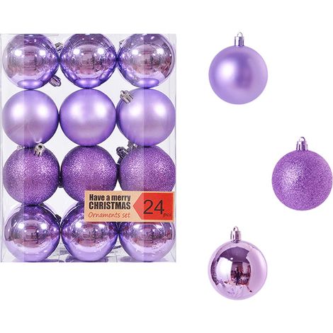 Boule De Noel - 24 Pièces En Plastique ABS - Décoration Pour Arbre De Noël Intérieur Extérieur - Ornement Suspendu Avec Crochet Détachable (1/5)