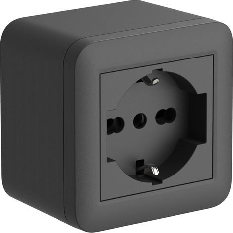 CASSETTA FIXA DA PARETE P/INT. 1 BIP/SCHUKO NERA (1/5)
