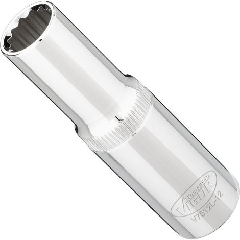 VIGOR Steckschlüsseleinsatz, lang, 1/2 (12,5 mm) Vierkant hohl, Außen Doppelsechskant Profil, SW 12 mm (1/3)