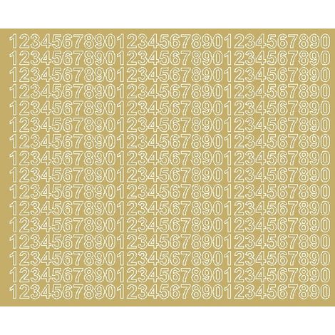 Pegatinas autoadhesivas con números de 1 cm, color dorado brillante. (1/2)