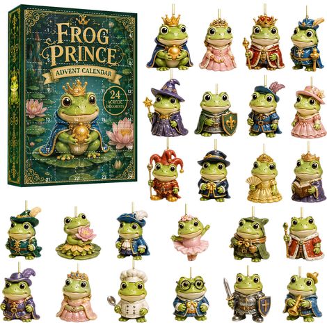 Bedruckbare Geschenkbox mit Cartoon-Frosch (Überraschungsbox) – Weihnachtskalender (24 Tage) – Weihnachtsbaumschmuck (1/5)