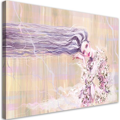 Tableau sur toile Une femme aux cheveux longs 60x40 (1/5)
