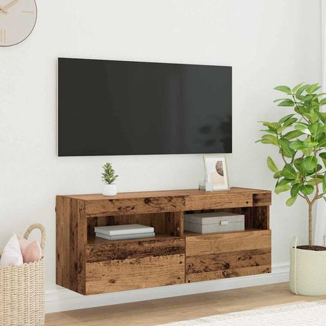 Meuble TV mural-Banc TV-Meuble Télé Bois Ancien 100 x 30 x 40 cm Bois d'ingénierie (1/5)