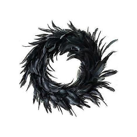 Couronne d'Halloween chic, décoration élégante avec plumes naturelles, facile à accrocher pour une utilisation intérieure ou extérieure, créateur d'ambiance effrayante, parfaite pour la porte d'entrée