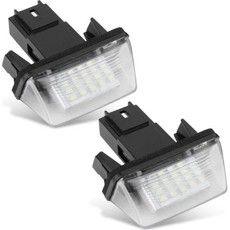Lampe Plaque d'Immatriculation LED 18 DEL (Paire) Compatible avec Citroën C3 2002-2009, Berlingo, Saxo, Xsara, Peugeot 206 207 306 307 406 5008 Partner (1/4)