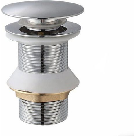 Bonde De Lavabo - Inox Chromé - Universel Sans Trop-Plein - Push Open - Diamètre Trou 40 À 55 Mm - 1 Pièce (1/4)