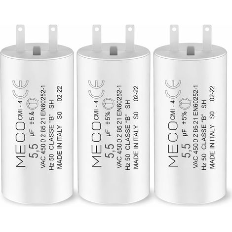 Lot de 3 Condensateurs 5,5 µF avec Mousses pour Moteur de Volet Roulant SOMFY 10 Nm - Compatibles avec Moteurs Tubulaires nécessitant des Cosses Faston 2,8 mm - MECO (1/5)