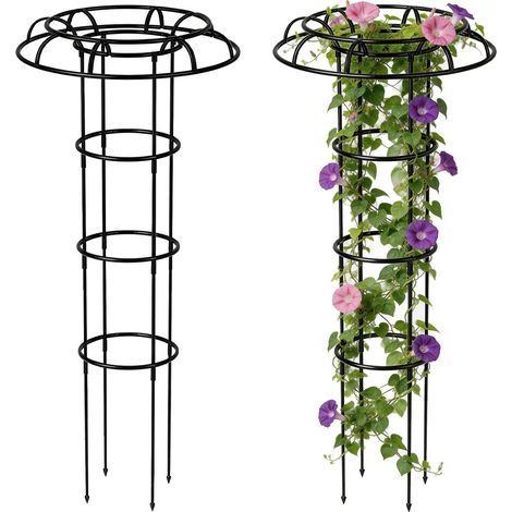 Obélisque de Jardin 120 cm, Support Amovible pour Plantes Grimpantes, Tuteur en Cage pour Roses Clématites et Tomates, pour Pot et Parterre